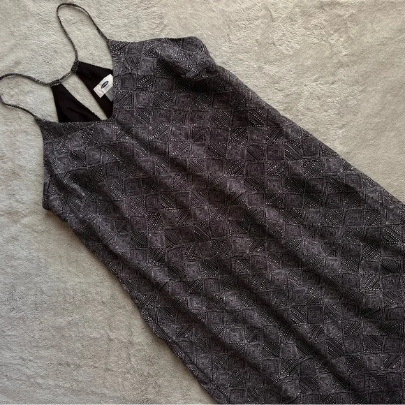 Old Navy | Dresses | Old Navy Printed Chiffon Sleeveless Vneck Maxi Slip  Dress Black White Small | Poshmark